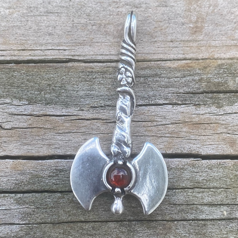 Labyris Goddess Pendant .925 Sterling Silver w/ genuine Carnelian Made in USA - Picture 1 of 11